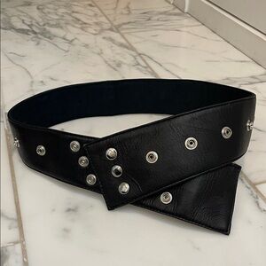 Black Leather Studded Belt